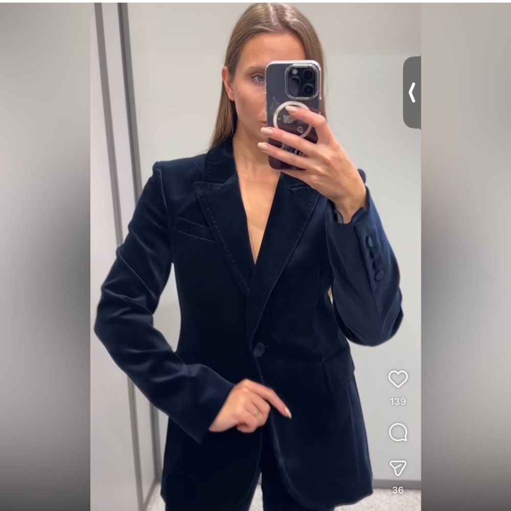 Zara new tailored Velvet Women's Blazer Jacket